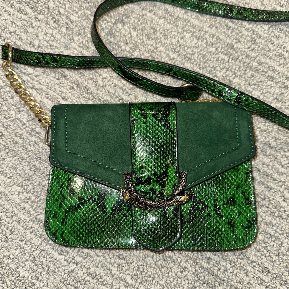 Green Snake Print Women's Bag